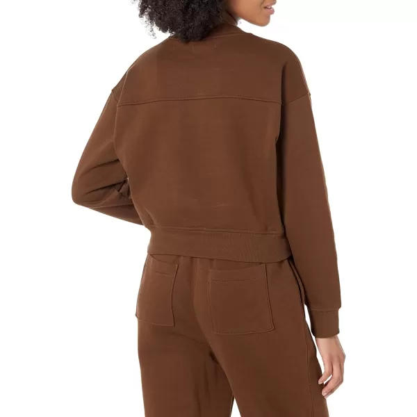 Amazon Essentials Womens Crop Drop Shoulder Sweatshirt Available in Plus SizeDeep Brown