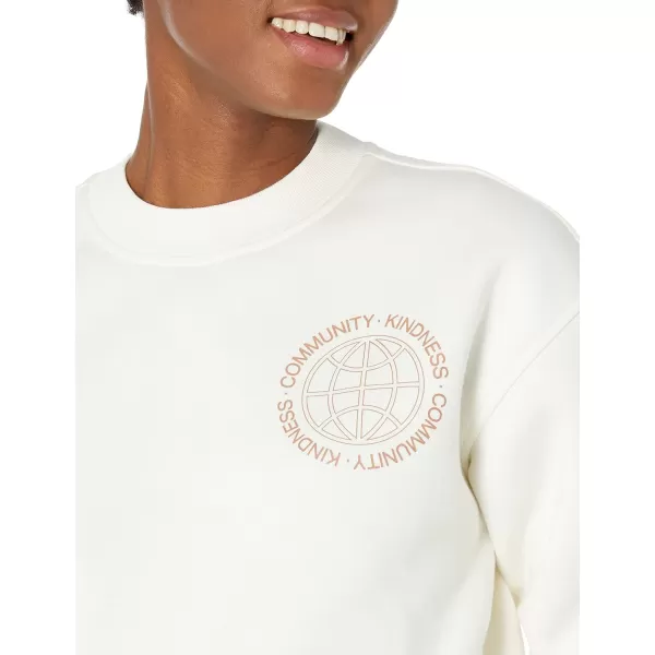 Amazon Essentials Womens Crop Drop Shoulder Sweatshirt Available in Plus SizeEggshell White