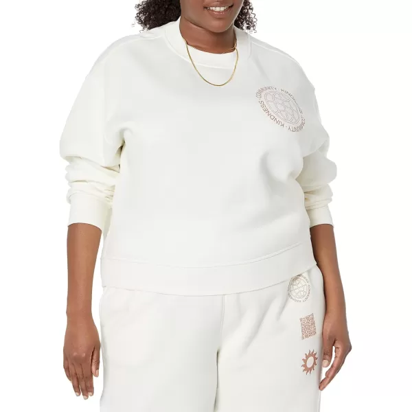 Amazon Essentials Womens Crop Drop Shoulder Sweatshirt Available in Plus SizeEggshell White