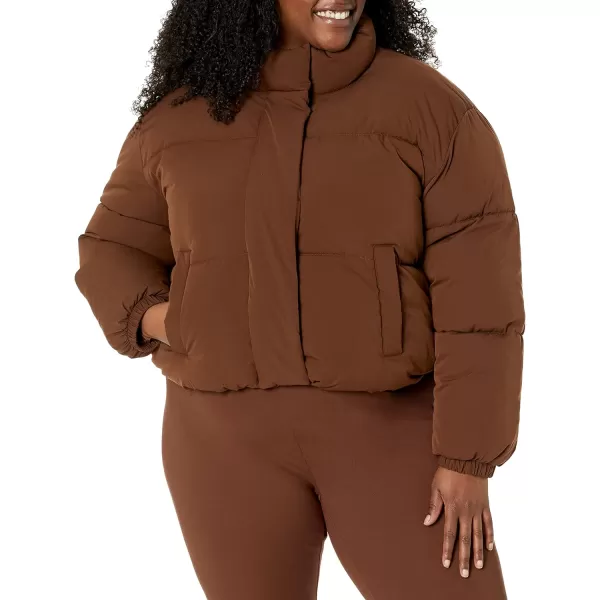 Amazon Essentials Womens Crop Puffer Jacket Available in Plus SizeDeep Brown