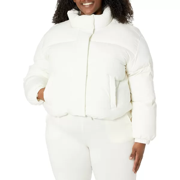 Amazon Essentials Womens Crop Puffer Jacket Available in Plus SizeEggshell White