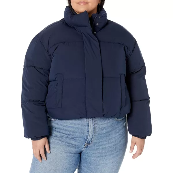 Amazon Essentials Womens Crop Puffer Jacket Available in Plus SizeNavy