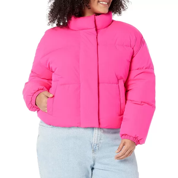 Amazon Essentials Womens Crop Puffer Jacket Available in Plus SizeNeon Pink