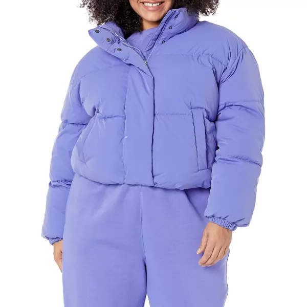 Amazon Essentials Womens Crop Puffer Jacket Available in Plus SizePurple Blue