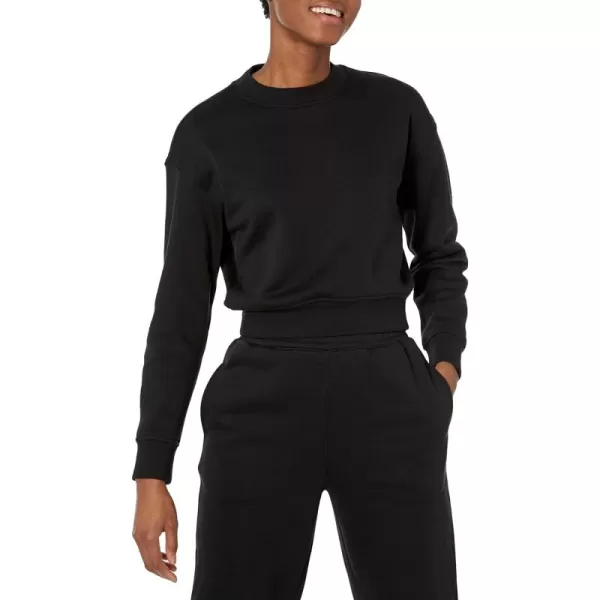 Amazon Essentials Womens Cropped Drop Shoulder Sweatshirt Available in Plus SizeBlack