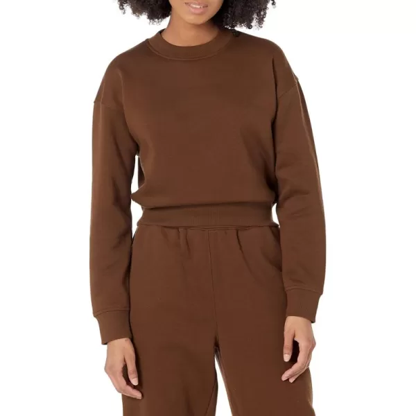 Amazon Essentials Womens Cropped Drop Shoulder Sweatshirt Available in Plus SizeDeep Brown