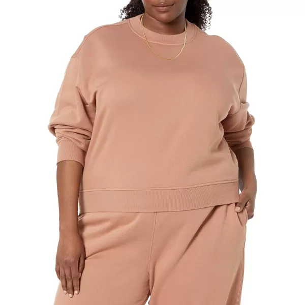 Amazon Essentials Womens Cropped Drop Shoulder Sweatshirt Available in Plus SizeLight Brown