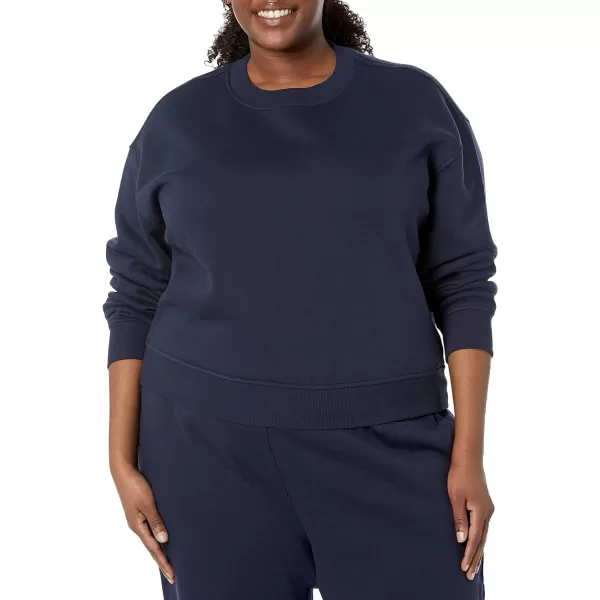 Amazon Essentials Womens Cropped Drop Shoulder Sweatshirt Available in Plus SizeNavy