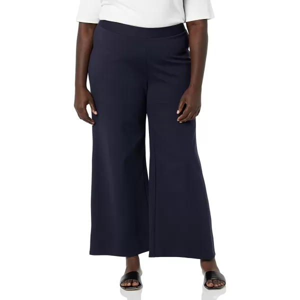 Amazon Essentials Womens Cropped Wide Leg PullOn PantsNavy