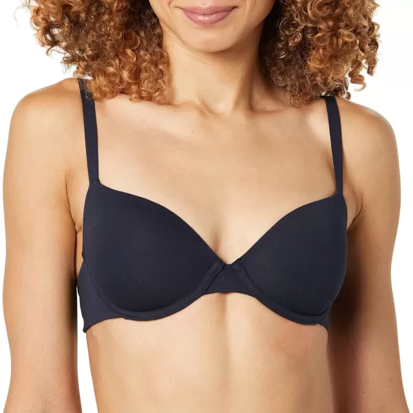 Amazon Essentials Womens Demi Cup Cotton Bra Pack of 2Grey HeatherNavy