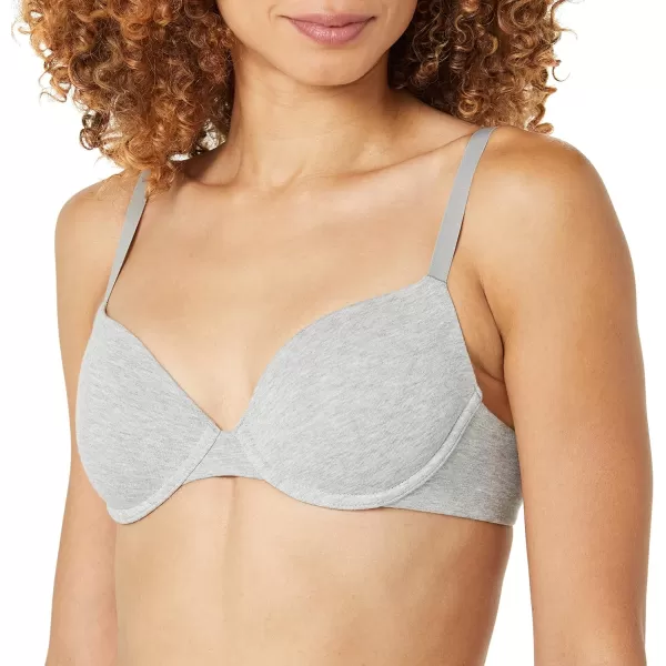 Amazon Essentials Womens Demi Cup Cotton Bra Pack of 2Grey HeatherPearl