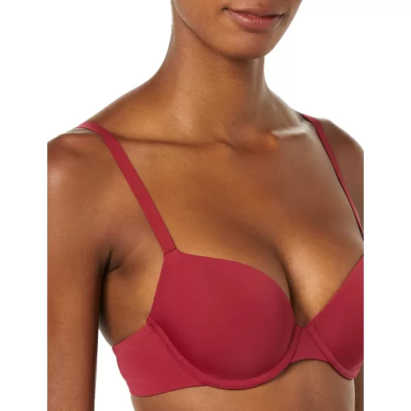 Amazon Essentials Womens Demi Cup Microfiber Bra Pack of 2ChocolateRed