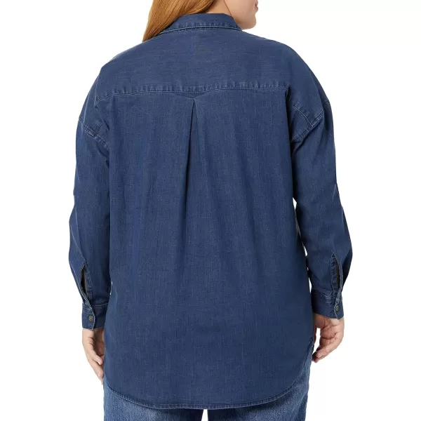 Amazon Essentials Womens Denim Oversize TwoPocket Tunic Shirt Previously GoodthreadsIndigo