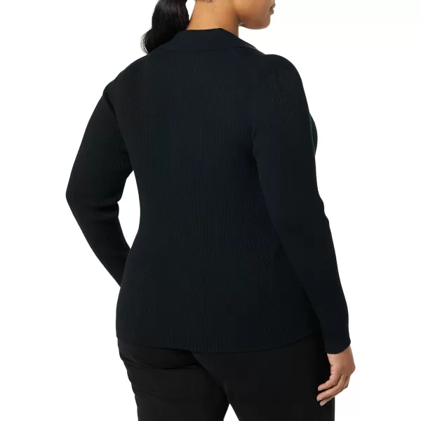 Amazon Essentials Womens Fine Gauge Stretch Polo Ribbed Cardigan Previously Daily RitualBlack