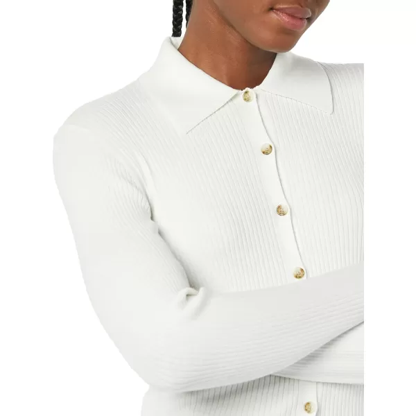 Amazon Essentials Womens Fine Gauge Stretch Polo Ribbed Cardigan Previously Daily RitualIvory