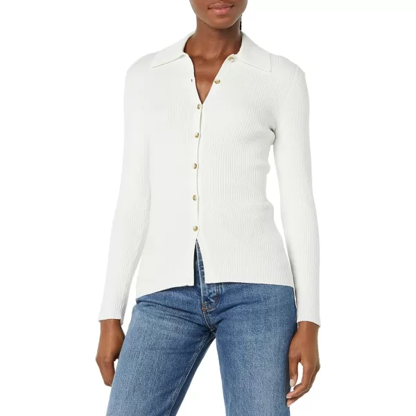 Amazon Essentials Womens Fine Gauge Stretch Polo Ribbed Cardigan Previously Daily RitualIvory