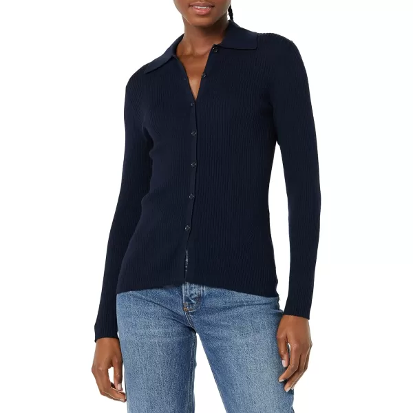 Amazon Essentials Womens Fine Gauge Stretch Polo Ribbed Cardigan Previously Daily RitualNavy