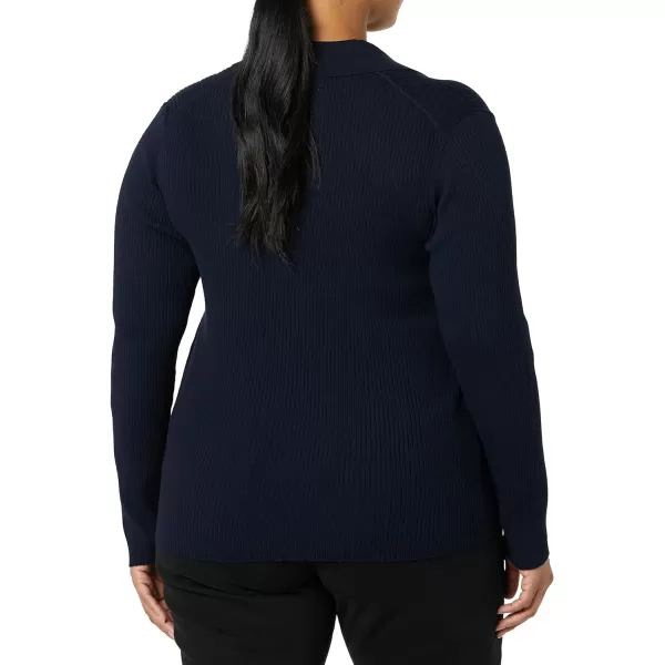 Amazon Essentials Womens Fine Gauge Stretch Polo Ribbed Cardigan Previously Daily RitualNavy