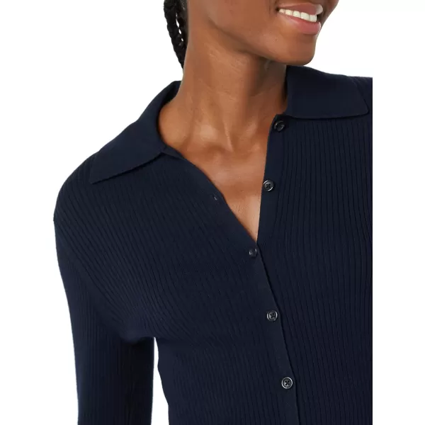 Amazon Essentials Womens Fine Gauge Stretch Polo Ribbed Cardigan Previously Daily RitualNavy