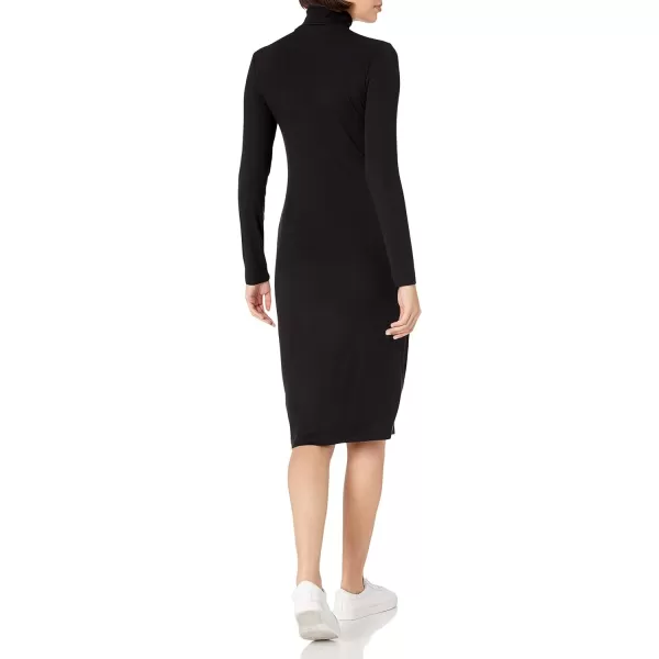 Amazon Essentials Womens Fine Rib LongSleeve Turtleneck Midi Dress Previously Daily RitualBlack