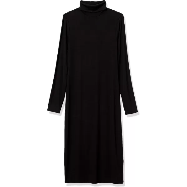 Amazon Essentials Womens Fine Rib LongSleeve Turtleneck Midi Dress Previously Daily RitualBlack