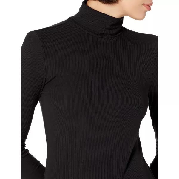 Amazon Essentials Womens Fine Rib LongSleeve Turtleneck Midi Dress Previously Daily RitualBlack