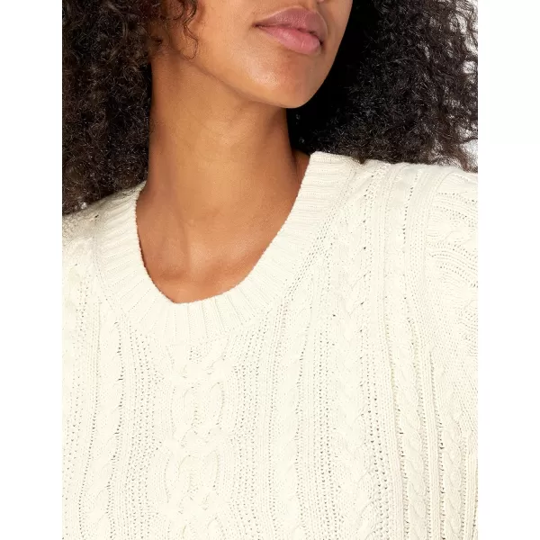 Amazon Essentials Womens Fisherman Cable LongSleeve Crewneck Sweater Available in Plus SizeCream