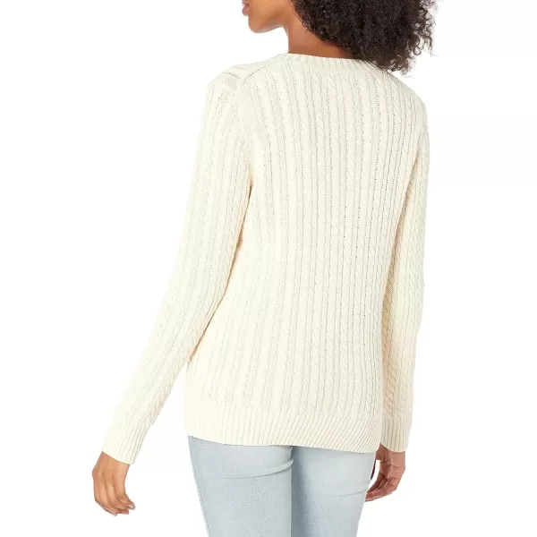 Amazon Essentials Womens Fisherman Cable LongSleeve Crewneck Sweater Available in Plus SizeCream