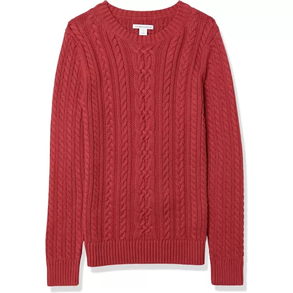 Amazon Essentials Womens Fisherman Cable LongSleeve Crewneck Sweater Available in Plus SizeDark Red