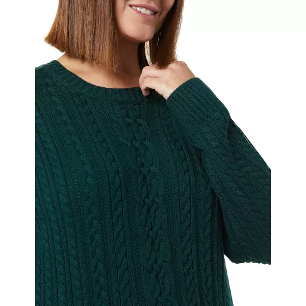 Amazon Essentials Womens Fisherman Cable LongSleeve Crewneck Sweater Available in Plus SizeDeep Green