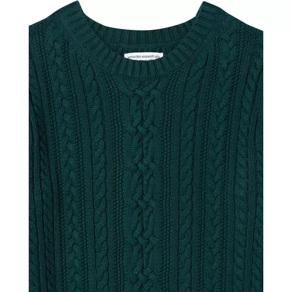 Amazon Essentials Womens Fisherman Cable LongSleeve Crewneck Sweater Available in Plus SizeDeep Green