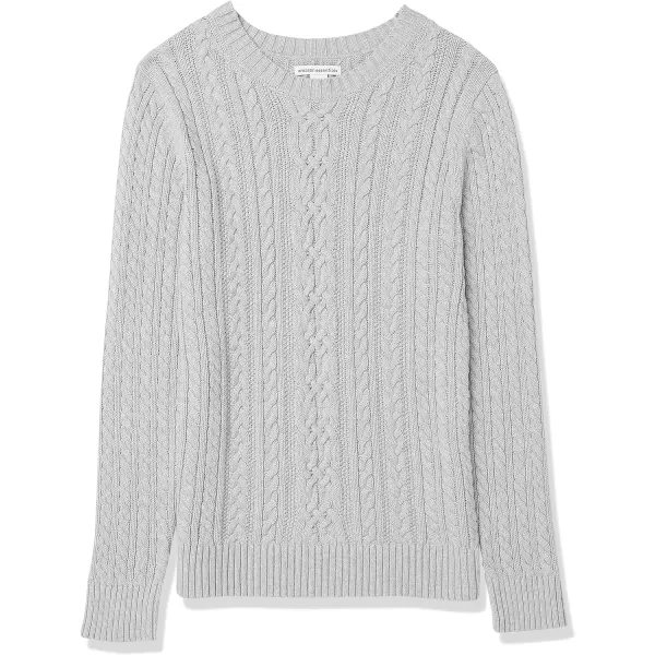 Amazon Essentials Womens Fisherman Cable LongSleeve Crewneck Sweater Available in Plus SizeLight Grey Heather