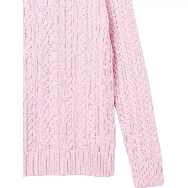 Amazon Essentials Womens Fisherman Cable LongSleeve Crewneck Sweater Available in Plus SizeLight Pink