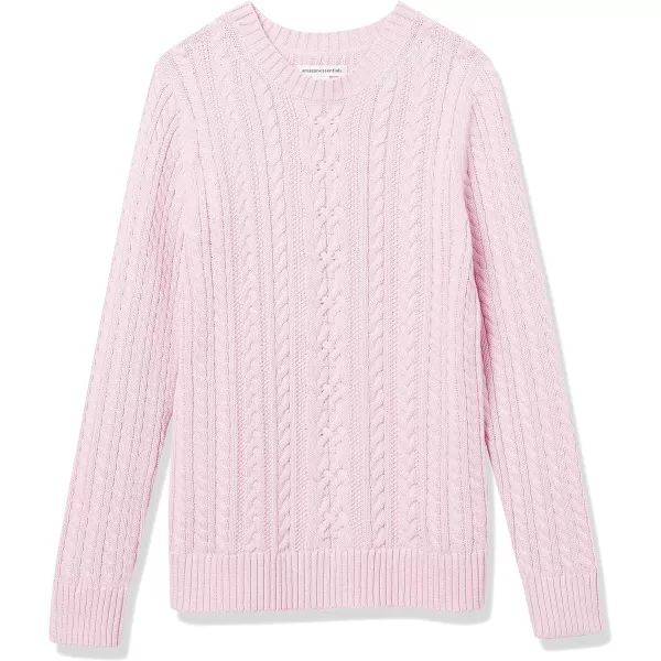 Amazon Essentials Womens Fisherman Cable LongSleeve Crewneck Sweater Available in Plus SizeLight Pink