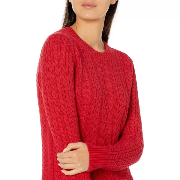 Amazon Essentials Womens Fisherman Cable LongSleeve Crewneck Sweater Available in Plus SizeRed
