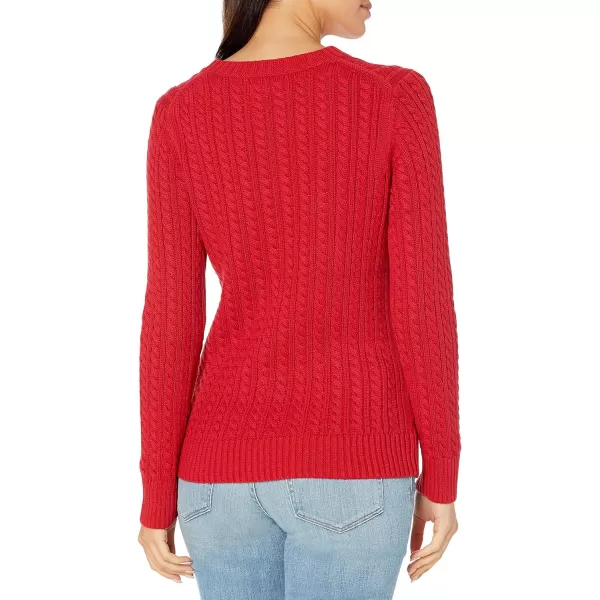 Amazon Essentials Womens Fisherman Cable LongSleeve Crewneck Sweater Available in Plus SizeRed