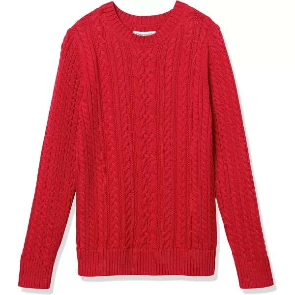 Amazon Essentials Womens Fisherman Cable LongSleeve Crewneck Sweater Available in Plus SizeRed