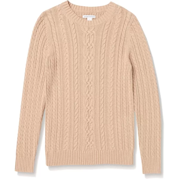 Amazon Essentials Womens Fisherman Cable LongSleeve Crewneck Sweater Available in Plus SizeTaupe Heather