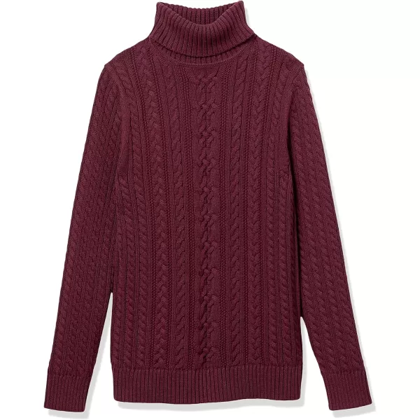 Amazon Essentials Womens Fisherman Cable Turtleneck Sweater Available in Plus SizeBurgundy