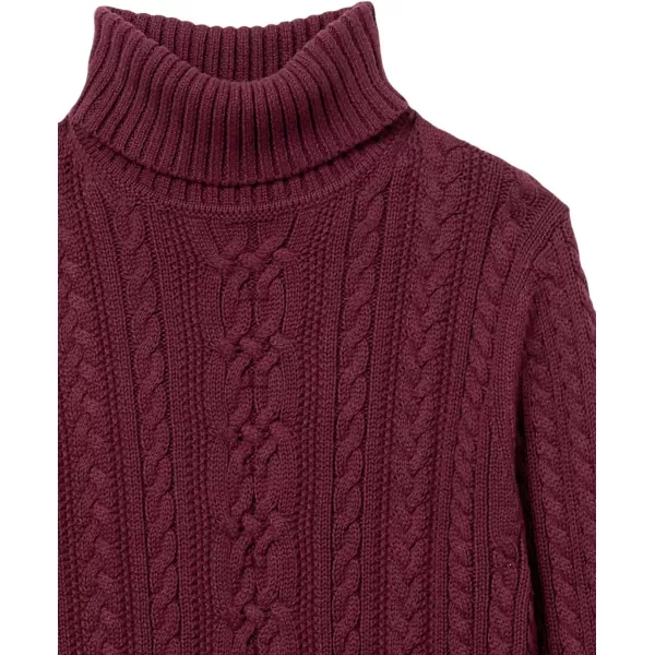 Amazon Essentials Womens Fisherman Cable Turtleneck Sweater Available in Plus SizeBurgundy