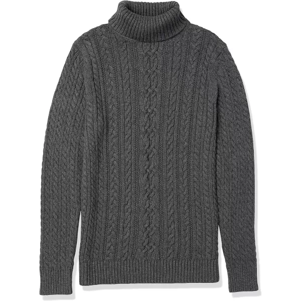 Amazon Essentials Womens Fisherman Cable Turtleneck Sweater Available in Plus SizeCharcoal Heather