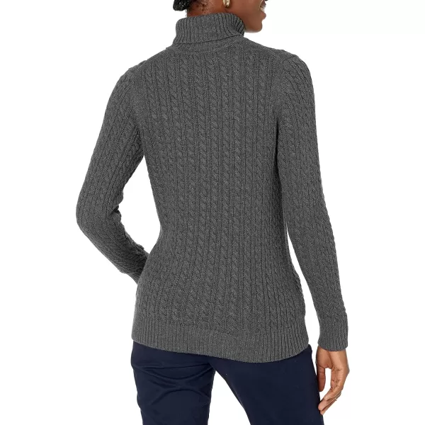 Amazon Essentials Womens Fisherman Cable Turtleneck Sweater Available in Plus SizeCharcoal Heather