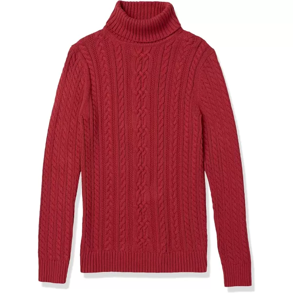 Amazon Essentials Womens Fisherman Cable Turtleneck Sweater Available in Plus SizeDark Red