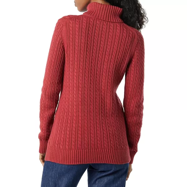 Amazon Essentials Womens Fisherman Cable Turtleneck Sweater Available in Plus SizeDark Red