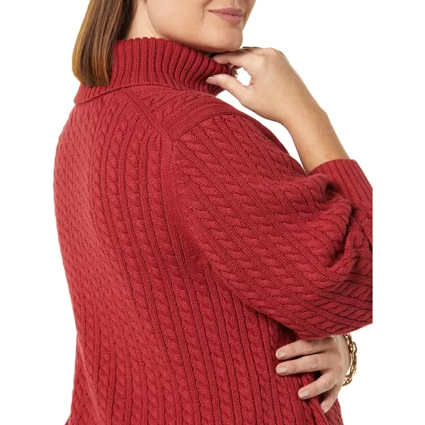 Amazon Essentials Womens Fisherman Cable Turtleneck Sweater Available in Plus SizeDark Red