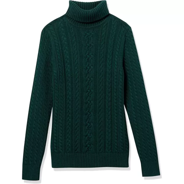 Amazon Essentials Womens Fisherman Cable Turtleneck Sweater Available in Plus SizeForest Green