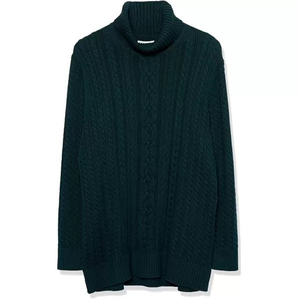 Amazon Essentials Womens Fisherman Cable Turtleneck Sweater Available in Plus SizeForest Green