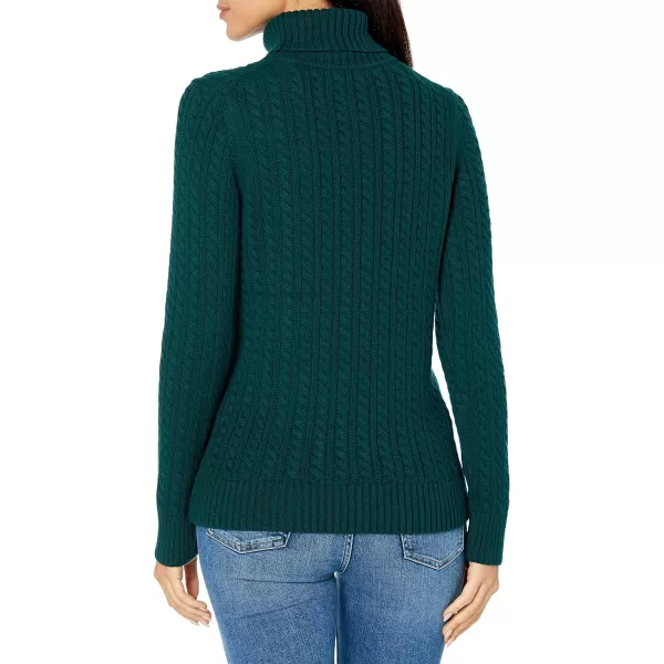 Amazon Essentials Womens Fisherman Cable Turtleneck Sweater Available in Plus SizeForest Green