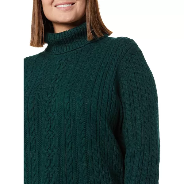 Amazon Essentials Womens Fisherman Cable Turtleneck Sweater Available in Plus SizeForest Green