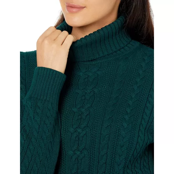 Amazon Essentials Womens Fisherman Cable Turtleneck Sweater Available in Plus SizeForest Green